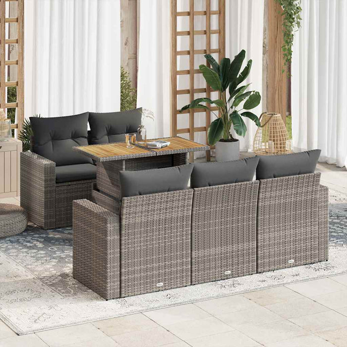 Set mobilier grădină cu perne, 6 piese, gri, poliratan - WALTI WALTI