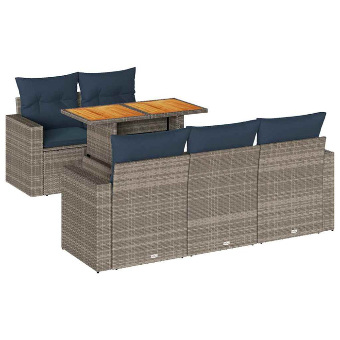 Set mobilier grădină cu perne, 6 piese, gri, poliratan - WALTI WALTI