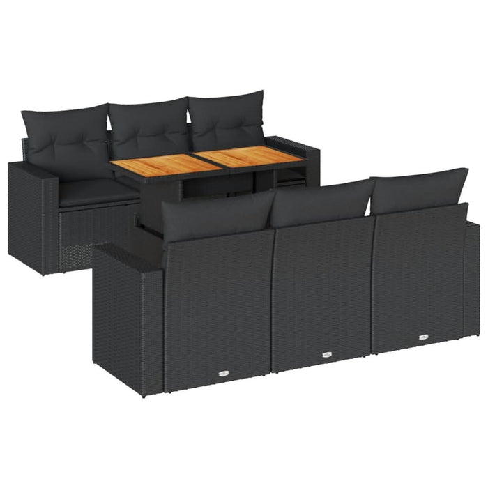 Set canapele de grădină cu perne, 7 piese, negru, poliratan - WALTI WALTI