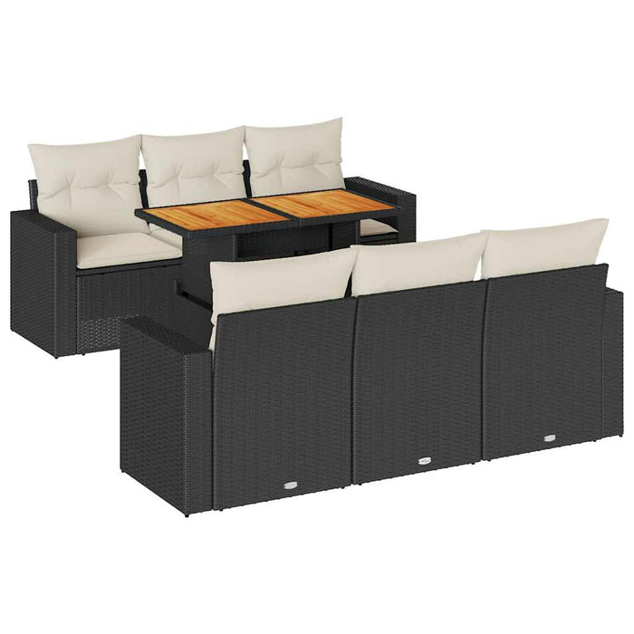 Set canapele de grădină cu perne, 7 piese, negru, poliratan - WALTI WALTI