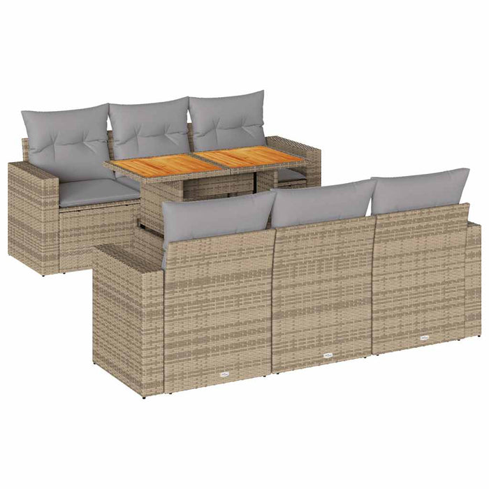 Set canapele de grădină, 7 piese, cu perne, bej, poliratan - WALTI WALTI