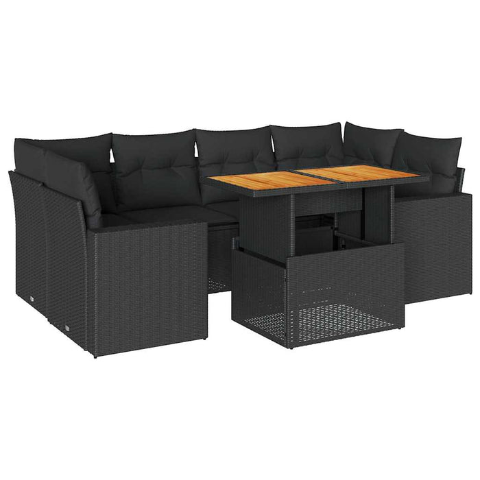 Set canapele de grădină cu perne, 7 piese, negru, poliratan - WALTI WALTI