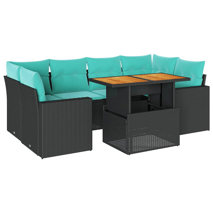 Set canapele de grădină cu perne, 7 piese, negru, poliratan - WALTI WALTI
