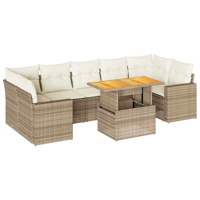 Set canapele de grădină, 8 piese, cu perne, bej, poliratan - WALTI WALTI