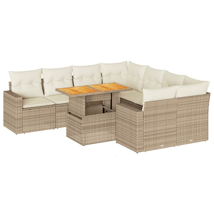 Set canapele de grădină, 9 piese, cu perne, bej, poliratan - WALTI WALTI