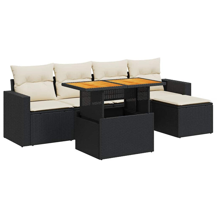Set mobilier de grădină cu perne, 6 piese, negru, poliratan - WALTI WALTI
