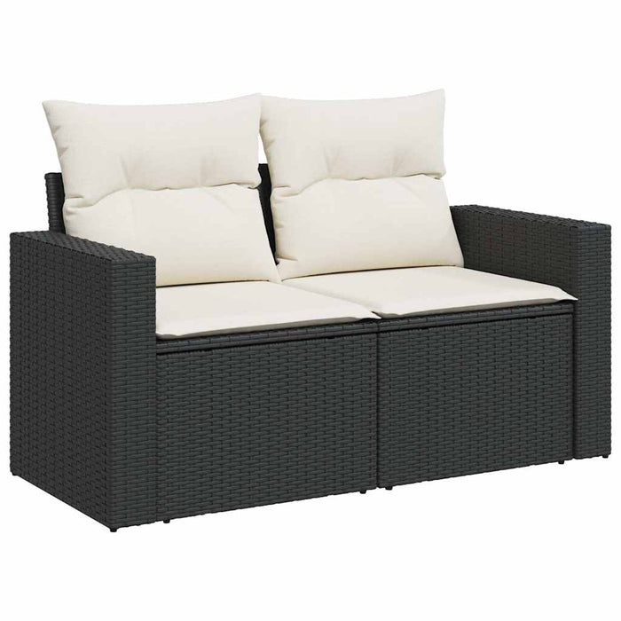 Set mobilier de grădină cu perne, 6 piese, negru, poliratan - WALTI WALTI
