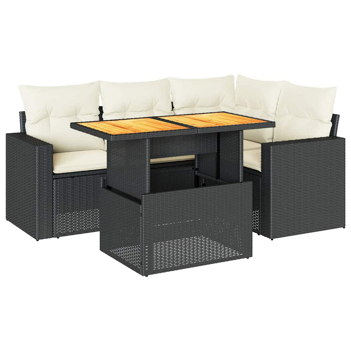 Set mobilier de grădină cu perne, 5 piese, negru, poliratan - WALTI WALTI