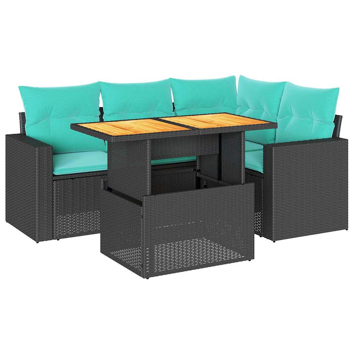 Set mobilier de grădină cu perne, 5 piese, negru, poliratan - WALTI WALTI