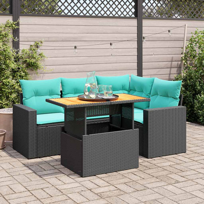 Set mobilier de grădină cu perne, 5 piese, negru, poliratan - WALTI WALTI