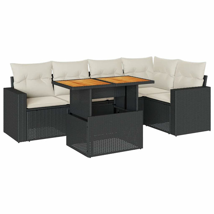 Set mobilier de grădină cu perne, 6 piese, negru, poliratan - WALTI WALTI