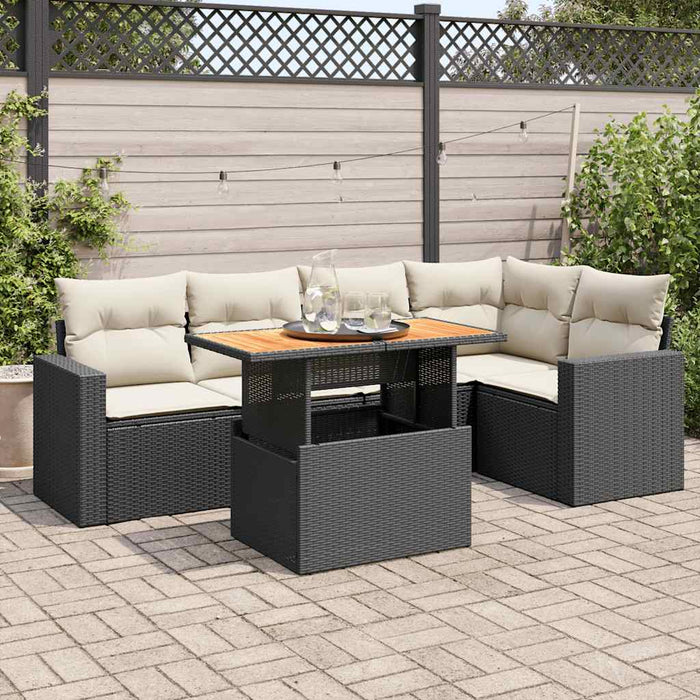 Set mobilier de grădină cu perne, 6 piese, negru, poliratan - WALTI WALTI