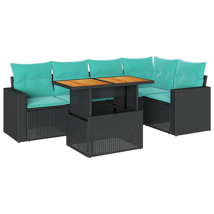 Set mobilier de grădină cu perne, 6 piese, negru, poliratan - WALTI WALTI
