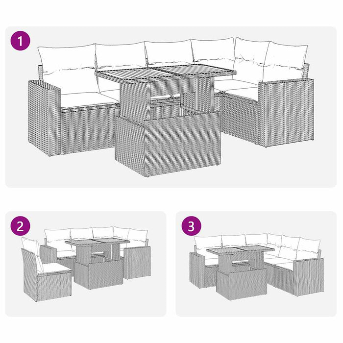 Set mobilier de grădină cu perne, 6 piese, negru, poliratan - WALTI WALTI
