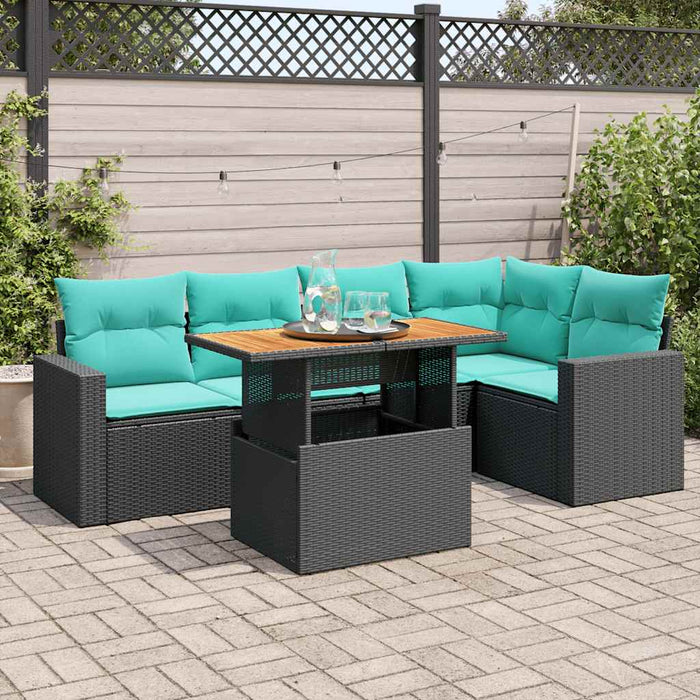 Set mobilier de grădină cu perne, 6 piese, negru, poliratan - WALTI WALTI