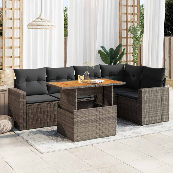 Set mobilier grădină cu perne, 6 piese, gri, poliratan - WALTI WALTI