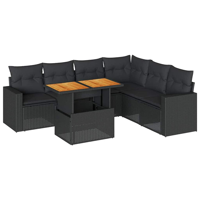Set canapele de grădină cu perne, 7 piese, negru, poliratan - WALTI WALTI