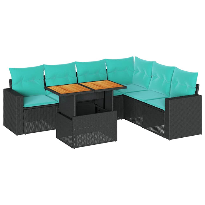 Set canapele de grădină cu perne, 7 piese, negru, poliratan - WALTI WALTI