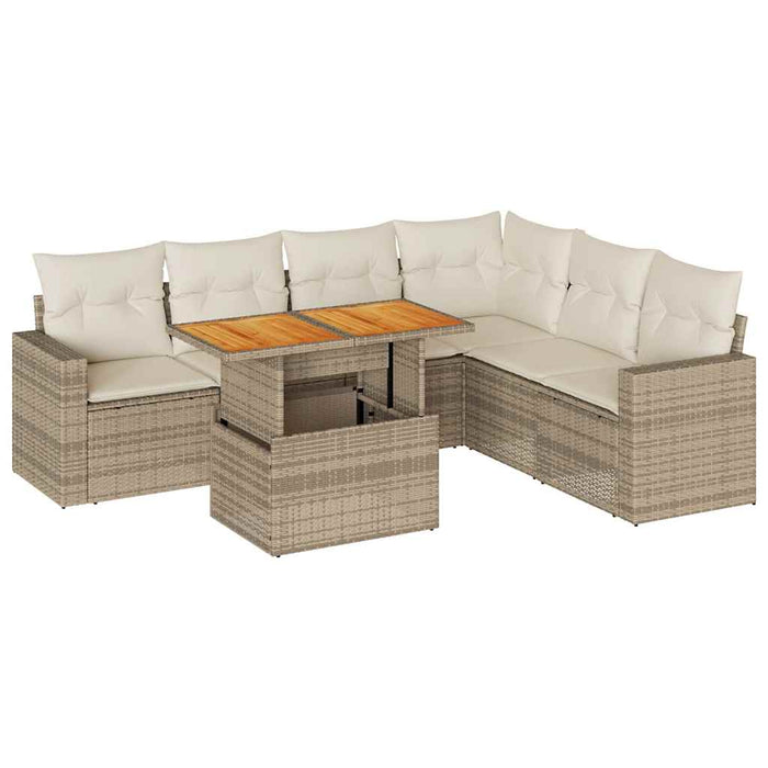Set canapele de grădină, 7 piese, cu perne, bej, poliratan - WALTI WALTI