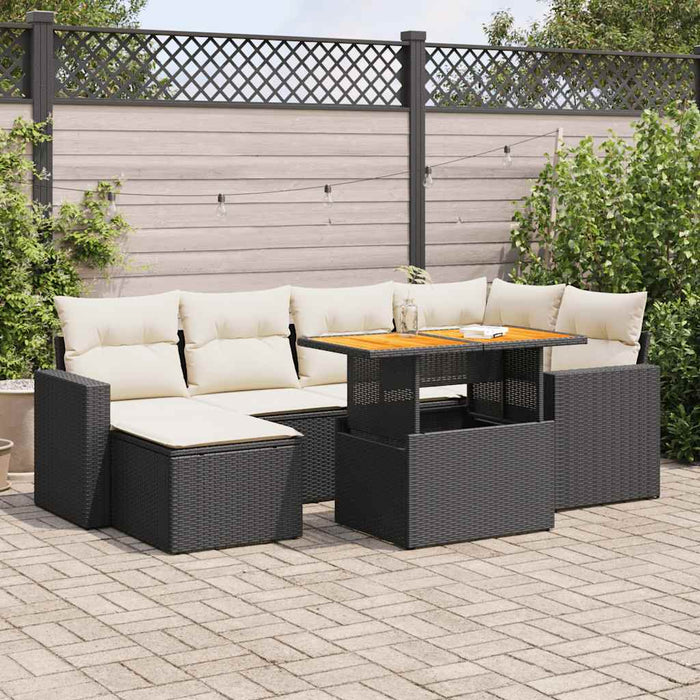 Set canapele de grădină cu perne, 7 piese, negru, poliratan - WALTI WALTI