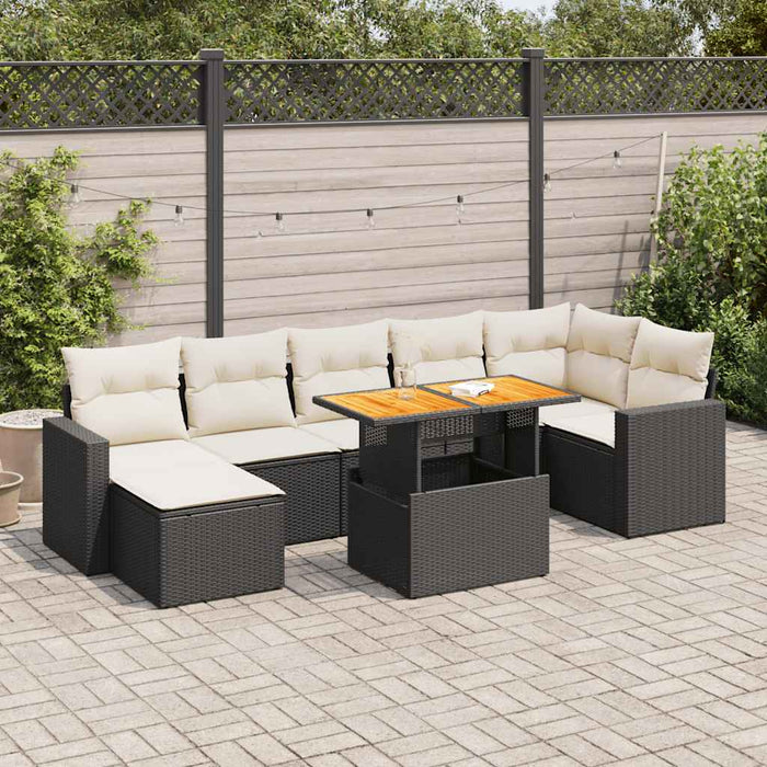 Set mobilier de grădină cu perne, 8 piese, negru, poliratan - WALTI WALTI