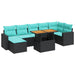 Set mobilier de grădină cu perne, 8 piese, negru, poliratan - WALTI WALTI