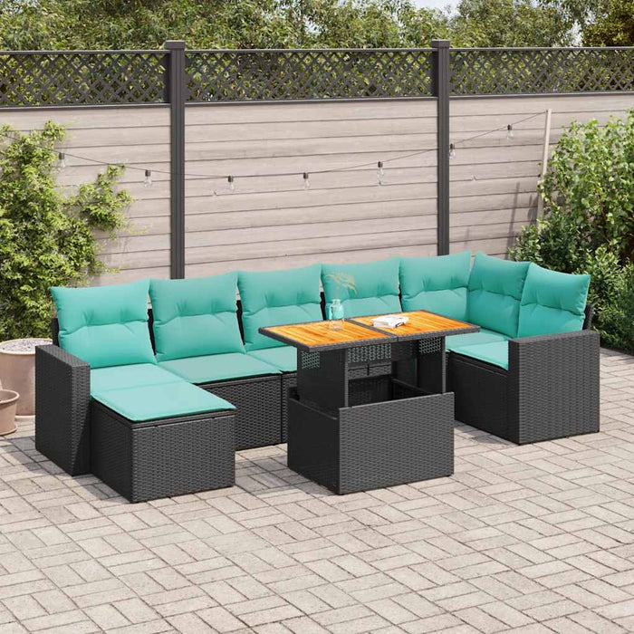 Set mobilier de grădină cu perne, 8 piese, negru, poliratan - WALTI WALTI