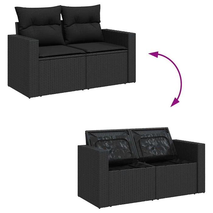 Set canapele de grădină cu perne, 10 piese, negru, poliratan - WALTI WALTI