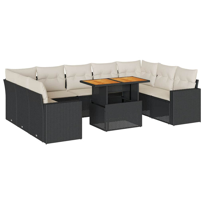 Set canapele de grădină cu perne, 10 piese, negru, poliratan - WALTI WALTI