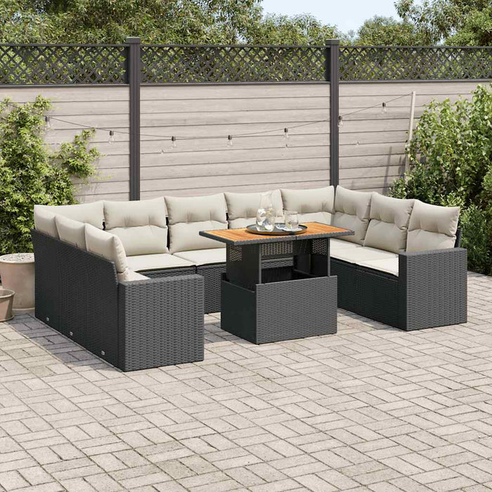 Set canapele de grădină cu perne, 10 piese, negru, poliratan - WALTI WALTI