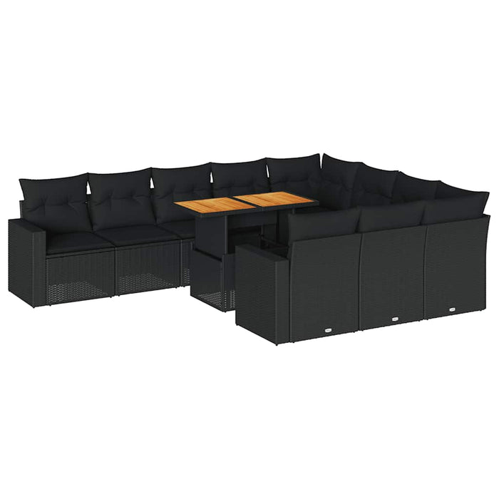 Set canapele de grădină cu perne, 11 piese, negru, poliratan - WALTI WALTI