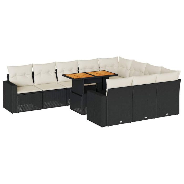 Set canapele de grădină cu perne, 11 piese, negru, poliratan - WALTI WALTI