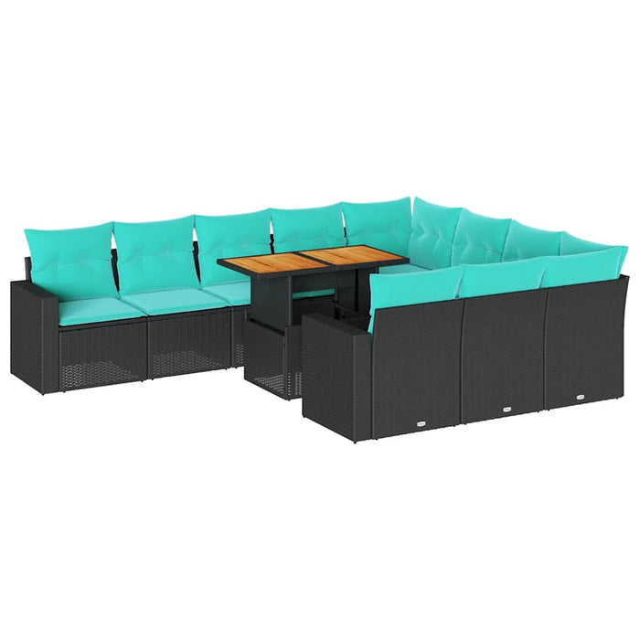 Set canapele de grădină cu perne, 11 piese, negru, poliratan - WALTI WALTI