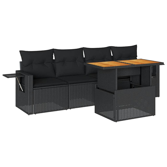 Set mobilier de grădină cu perne, 5 piese, negru, poliratan - WALTI WALTI