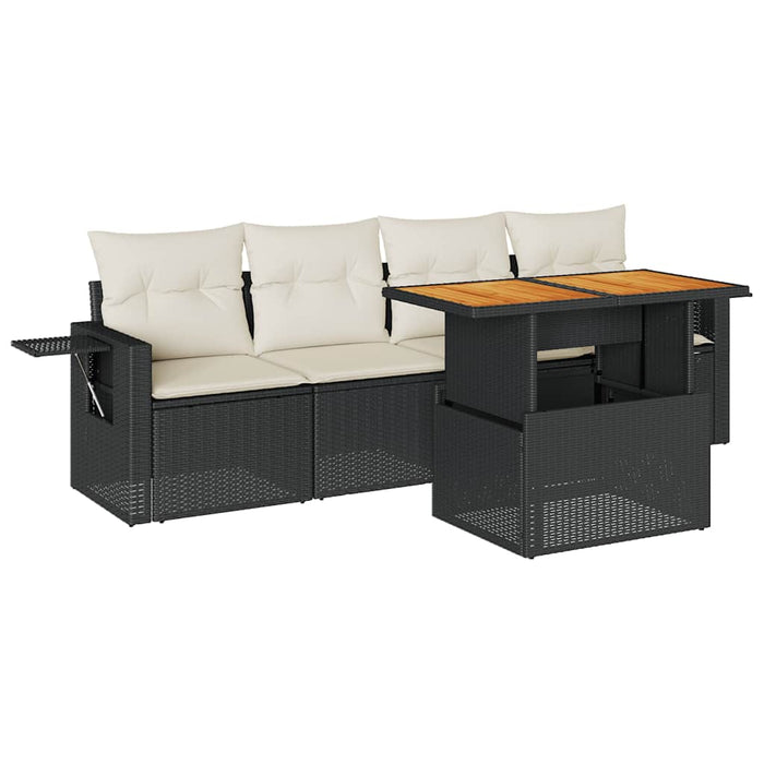 Set mobilier de grădină cu perne, 5 piese, negru, poliratan - WALTI WALTI