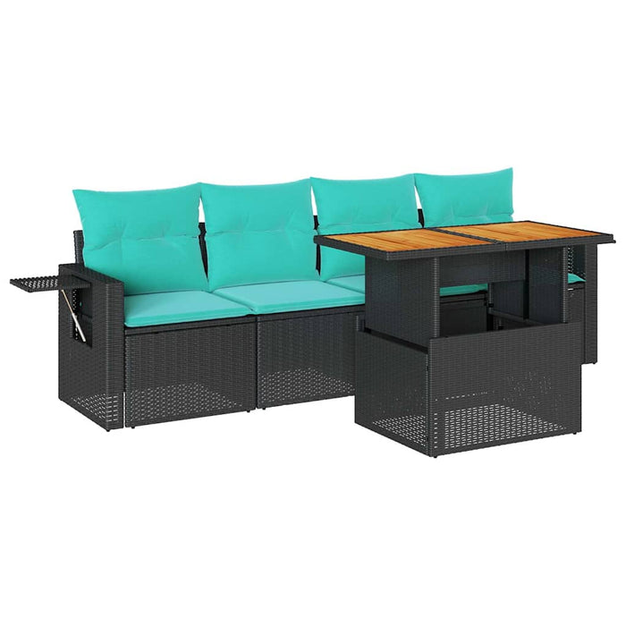 Set mobilier de grădină cu perne, 5 piese, negru, poliratan - WALTI WALTI