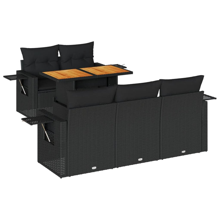 Set mobilier de grădină cu perne, 6 piese, negru, poliratan - WALTI WALTI