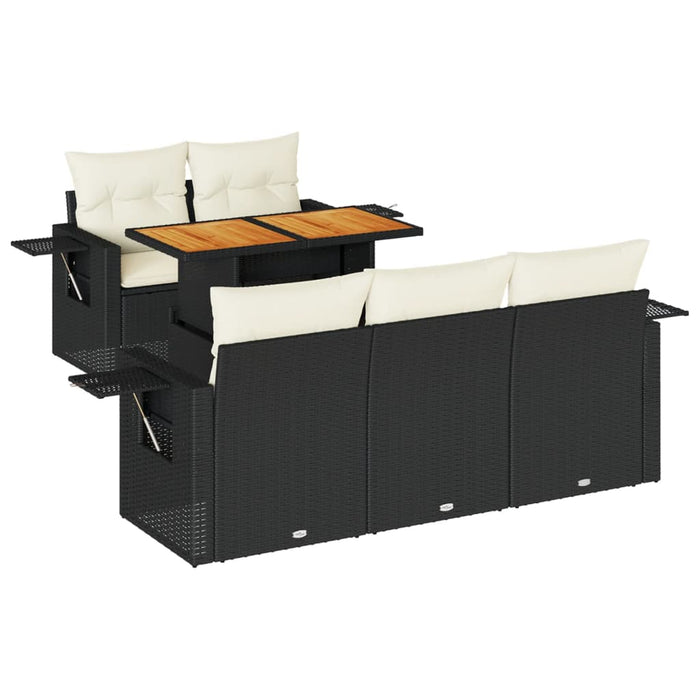Set mobilier de grădină cu perne, 6 piese, negru, poliratan - WALTI WALTI