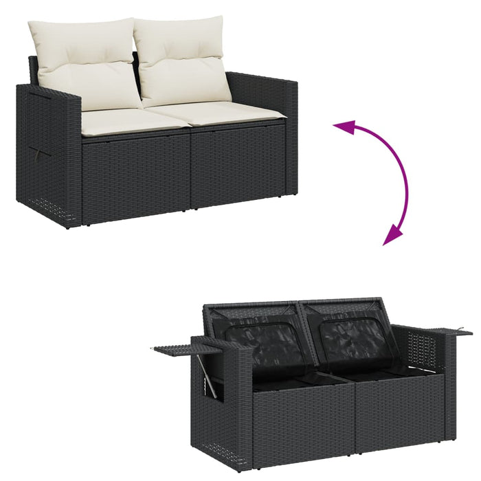 Set mobilier de grădină cu perne, 6 piese, negru, poliratan - WALTI WALTI