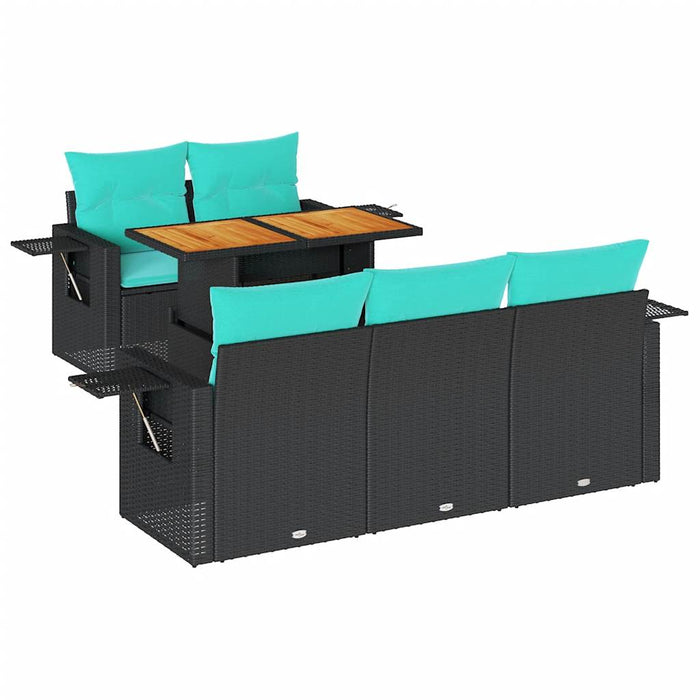 Set mobilier de grădină cu perne, 6 piese, negru, poliratan - WALTI WALTI
