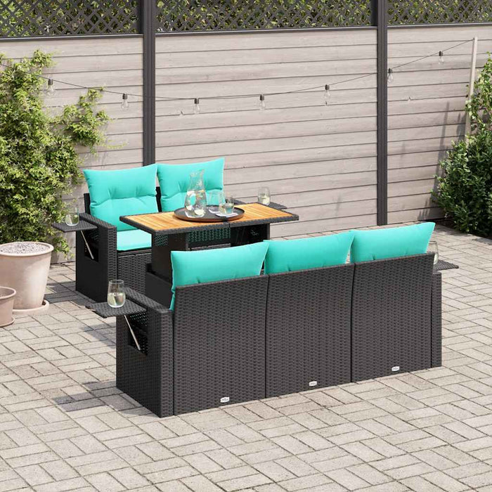 Set mobilier de grădină cu perne, 6 piese, negru, poliratan - WALTI WALTI