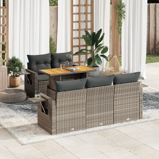 Set mobilier grădină cu perne, 6 piese, gri, poliratan - WALTI WALTI