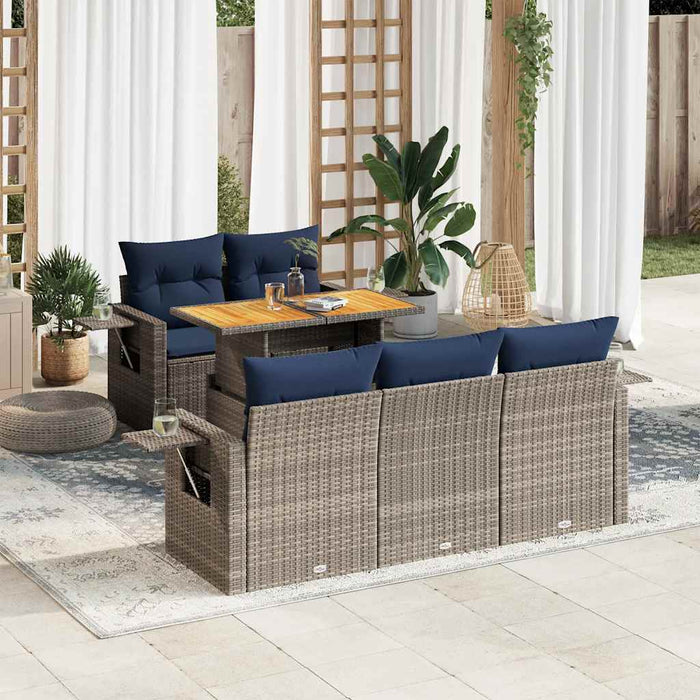 Set mobilier grădină cu perne, 6 piese, gri, poliratan - WALTI WALTI