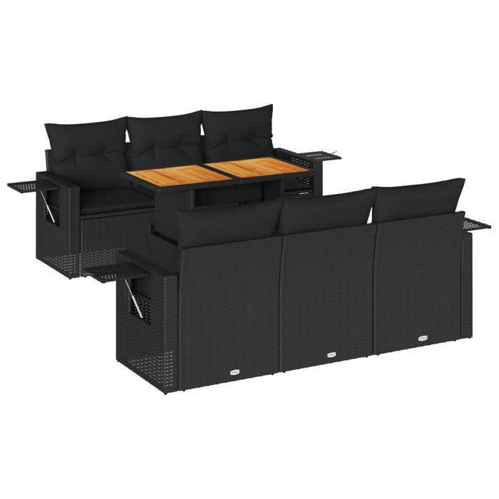 Set canapele de grădină cu perne, 7 piese, negru, poliratan - WALTI WALTI