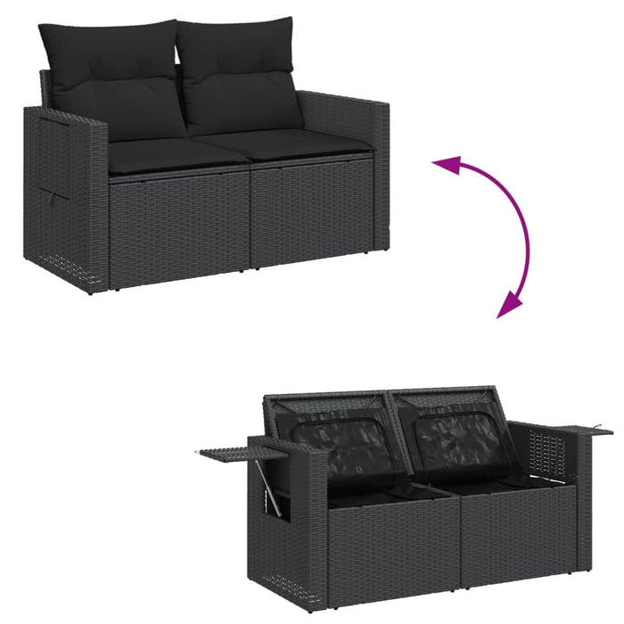 Set canapele de grădină cu perne, 7 piese, negru, poliratan - WALTI WALTI