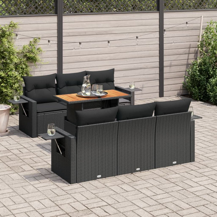 Set canapele de grădină cu perne, 7 piese, negru, poliratan - WALTI WALTI