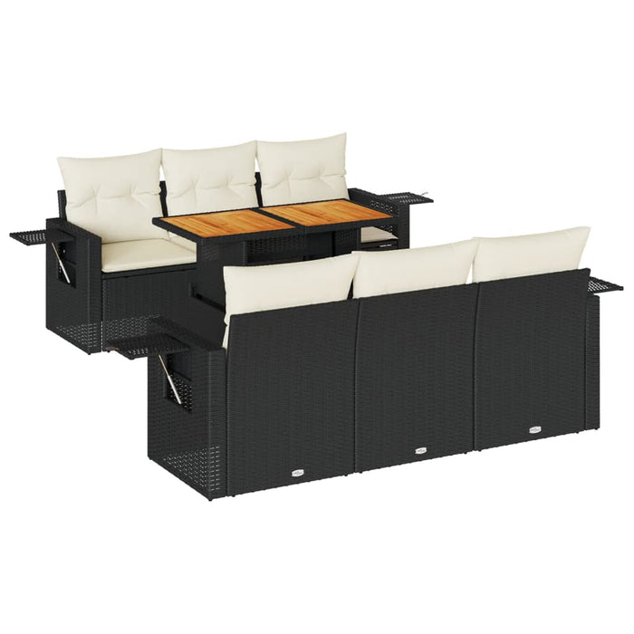 Set canapele de grădină cu perne, 7 piese, negru, poliratan - WALTI WALTI