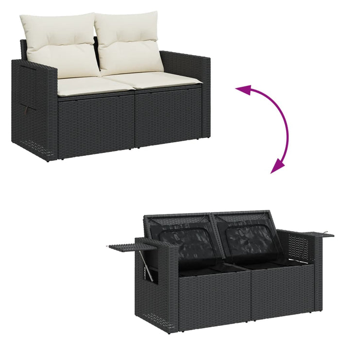 Set canapele de grădină cu perne, 7 piese, negru, poliratan - WALTI WALTI