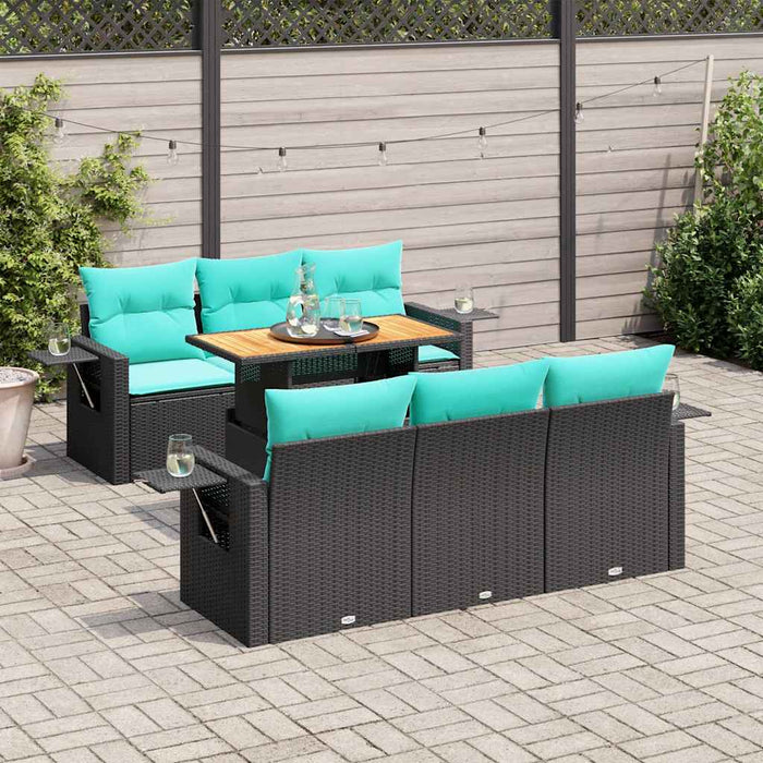Set canapele de grădină cu perne, 7 piese, negru, poliratan - WALTI WALTI