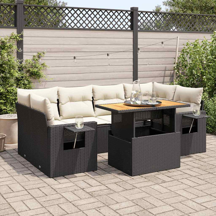 Set canapele de grădină cu perne, 7 piese, negru, poliratan - WALTI WALTI